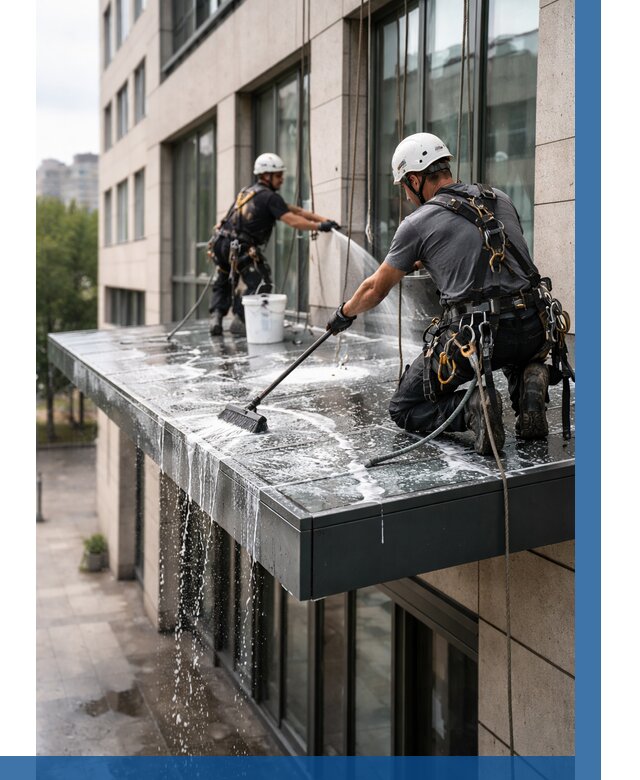 Мойка козырьков и навесов в Ярославле от 3594 р. | ВЫСОТНИК-Рсл