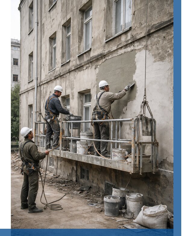 Капитальный ремонт фасада в Ярославле от 4313 р. | ВЫСОТНИК-Рсл