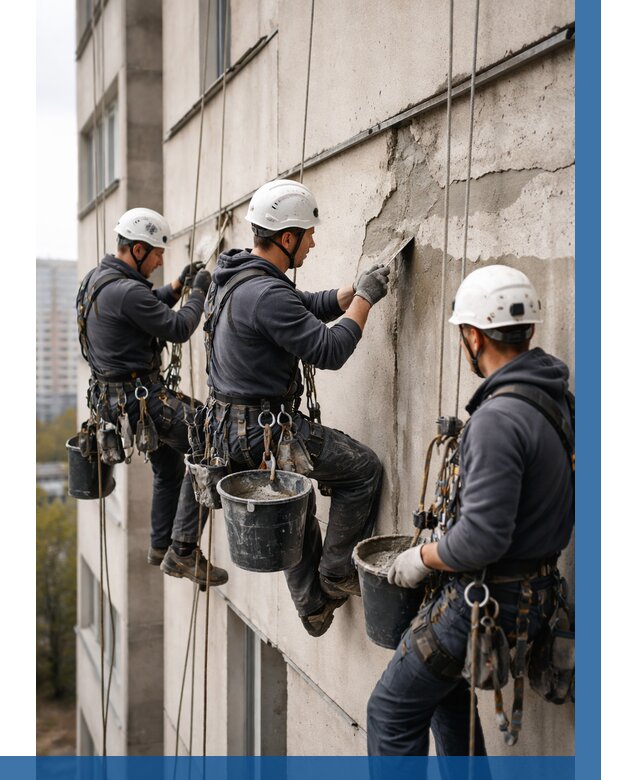 Ремонт бетонных элементов фасада в Ярославле от 2567 р. | ВЫСОТНИК-Рсл