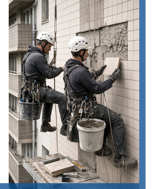 Ремонт облицовки фасада плиткой в Ярославле от 1848 р. | ВЫСОТНИК-Рсл