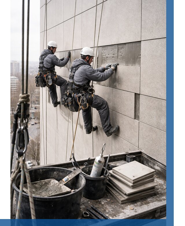 Ремонт фасада из керамогранита в Ярославле от 2567 р. | ВЫСОТНИК-Рсл