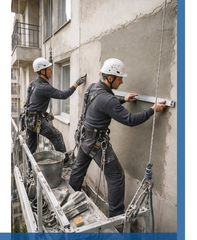 Штукатурка фасада на высоте в Ярославле от 924 р. | ВЫСОТНИК-Рсл