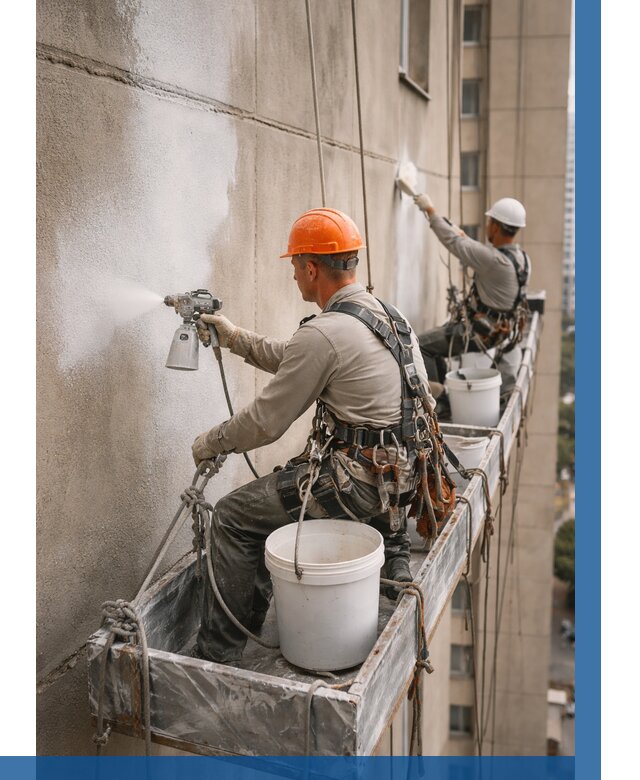 Грунтовка фасада на высоте в Ярославле от 123 р. | ВЫСОТНИК-Рсл