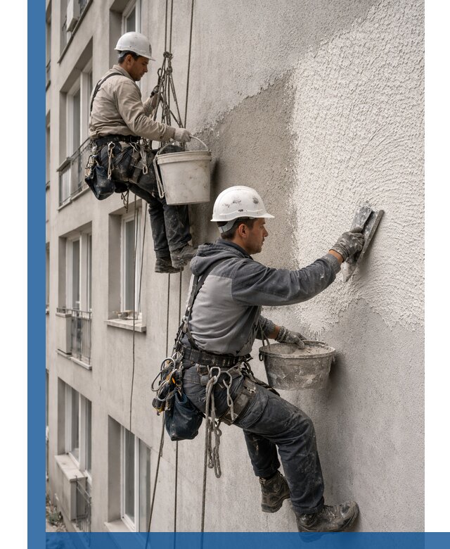 Нанесение декоративной штукатурки короед на фасад в Ярославле