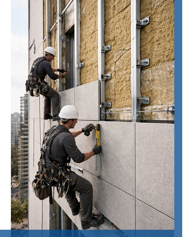 Монтаж вентилируемого фасада в Ярославле от 3594 р. | ВЫСОТНИК-Рсл