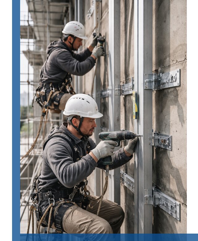 Монтаж и крепление подсистемы вентфасада в Ярославле