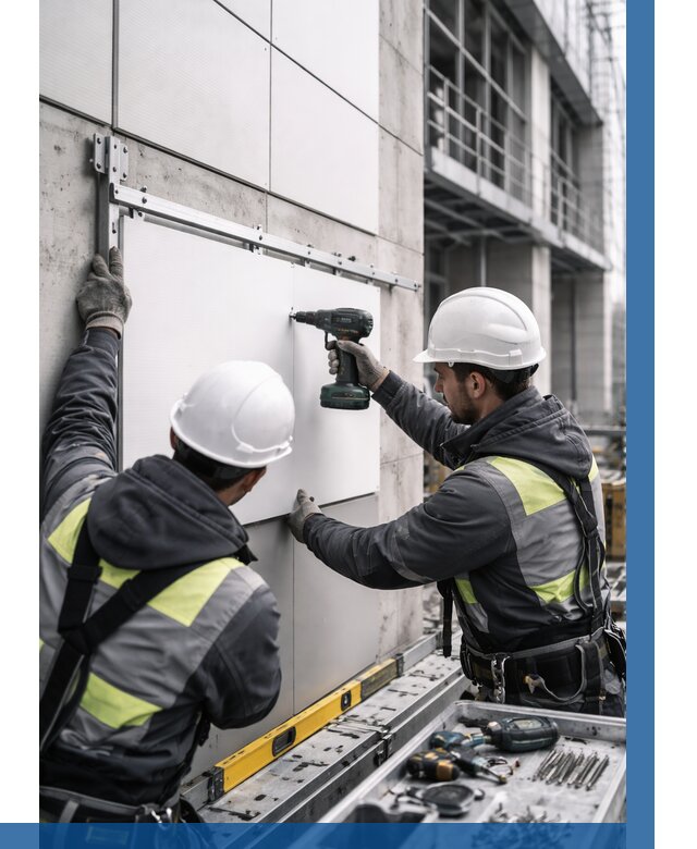 Монтаж композитных панелей фасада в Ярославле от 2567 р. | ВЫСОТНИК-Рсл