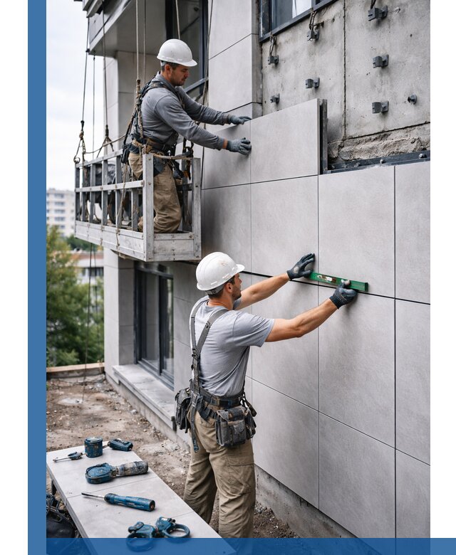 Монтаж керамогранита на фасад в Ярославле под ключ с гарантией качества