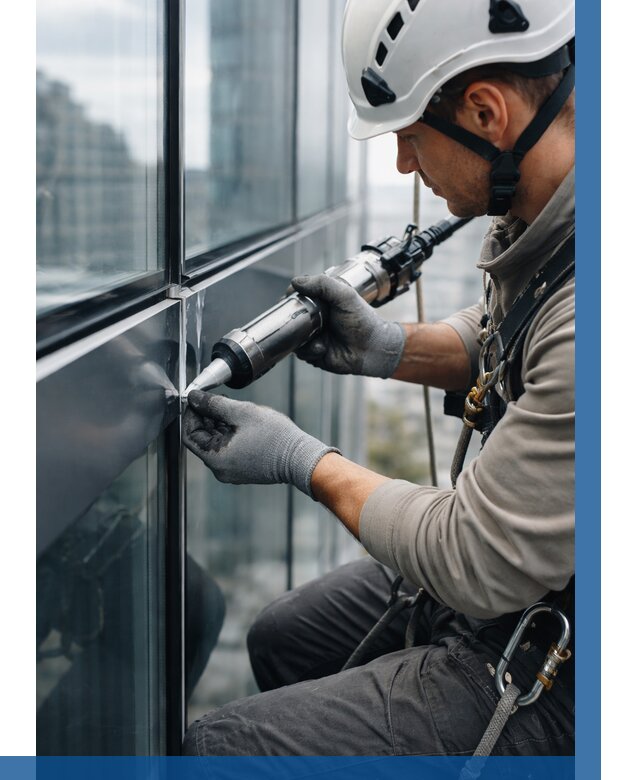 Герметизация стыков витража в Ярославле от 1232 р. | ВЫСОТНИК-Рсл