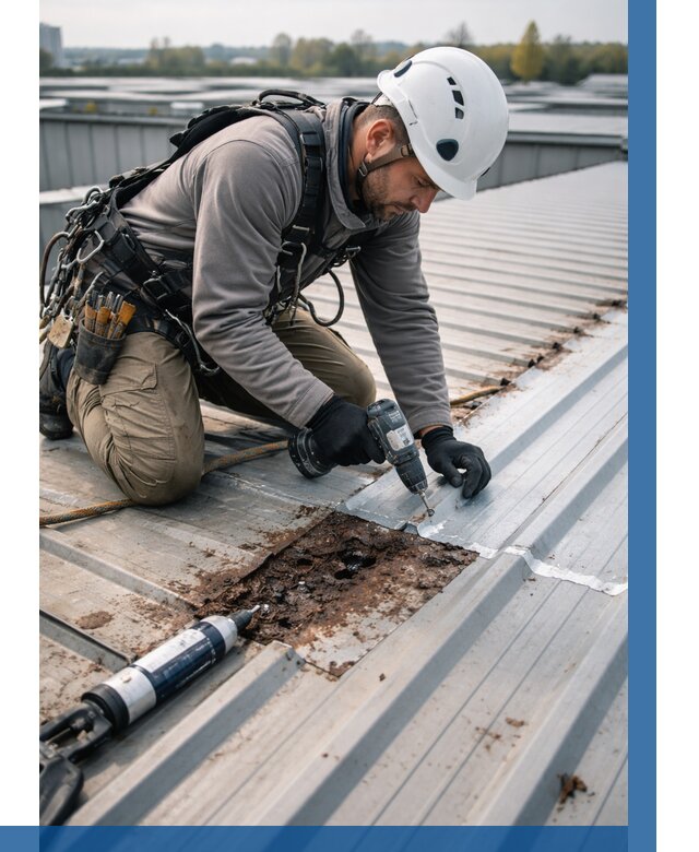 Ремонт профнастила на кровле в Ярославле от 719 р. | ВЫСОТНИК-Рсл