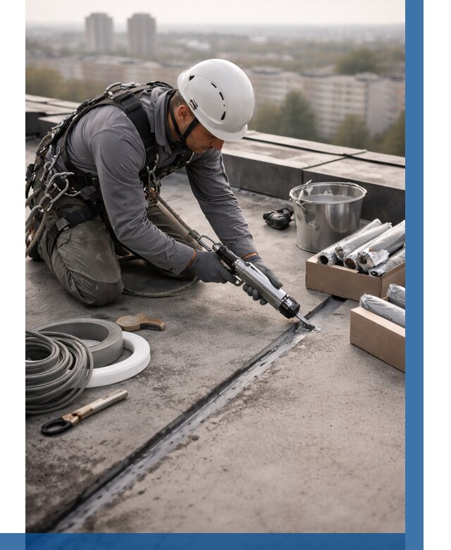 Герметизация швов кровли в Ярославле от 462 р./м2 | ВЫСОТНИК-Рсл