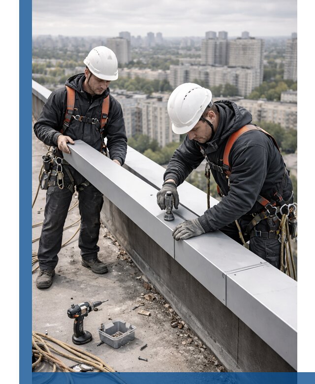 Монтаж парапетных крышек и ограждений кровли в Ярославле