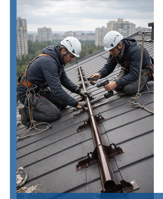 Монтаж снегозадержателей на кровле зданий в Ярославле под ключ