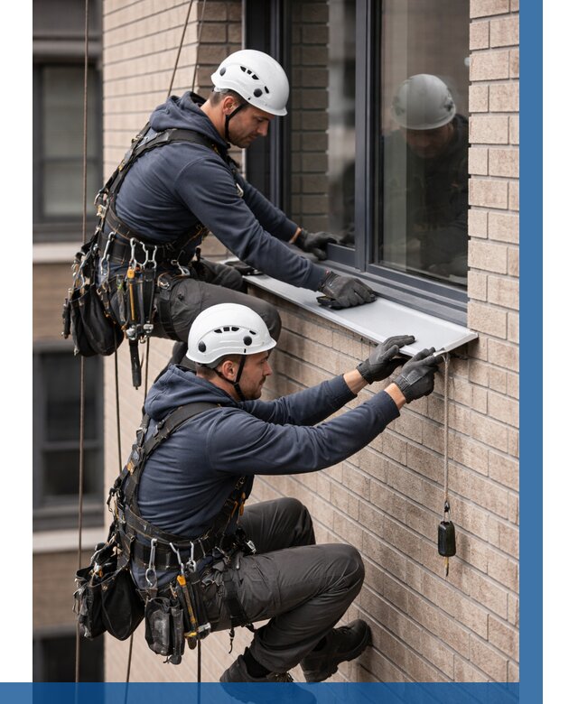 Монтаж оконных отливов под ключ в Ярославле от 3594 р. | ВЫСОТНИК-Рсл