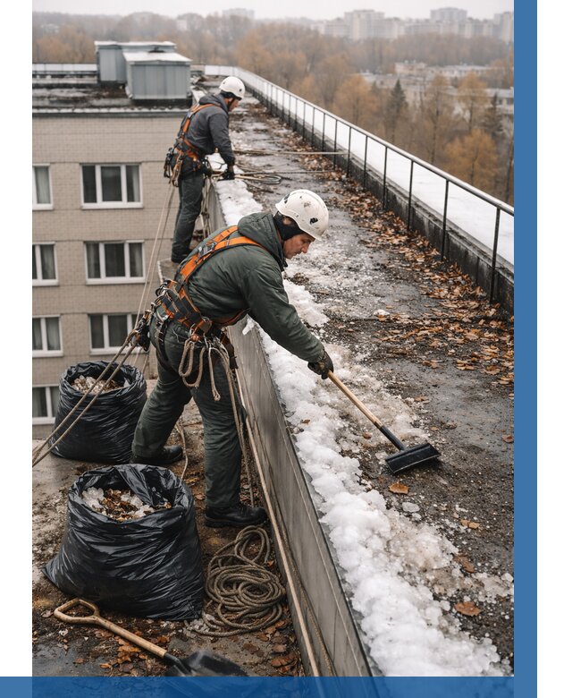 Очистка кровли по периметру в Ярославле от 565 р. | ВЫСОТНИК-Рсл