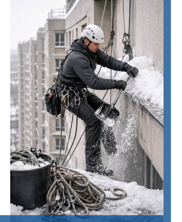 Очистка карнизов от снега в Ярославле от 308 р. | ВЫСОТНИК-Рсл