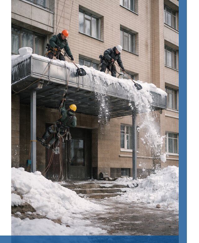 Очистка козырьков от снега в Ярославле от 3594 р. | ВЫСОТНИК-Рсл