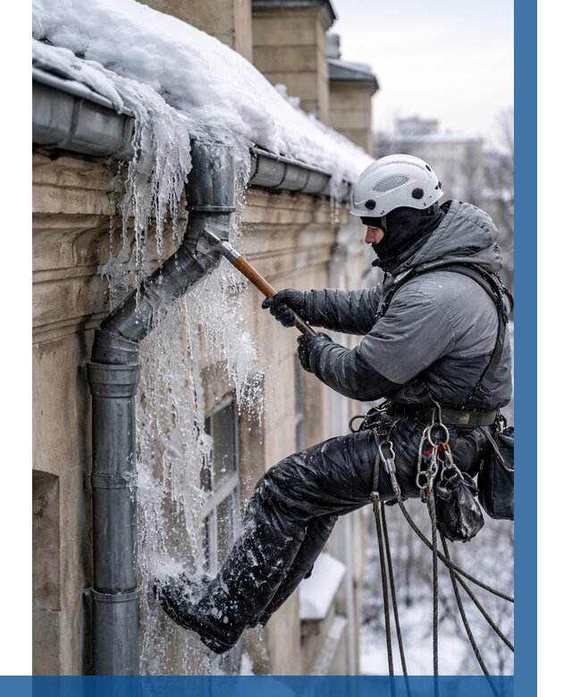 Очистка водостоков от льда в Ярославле от 3594 р. | ВЫСОТНИК-Рсл