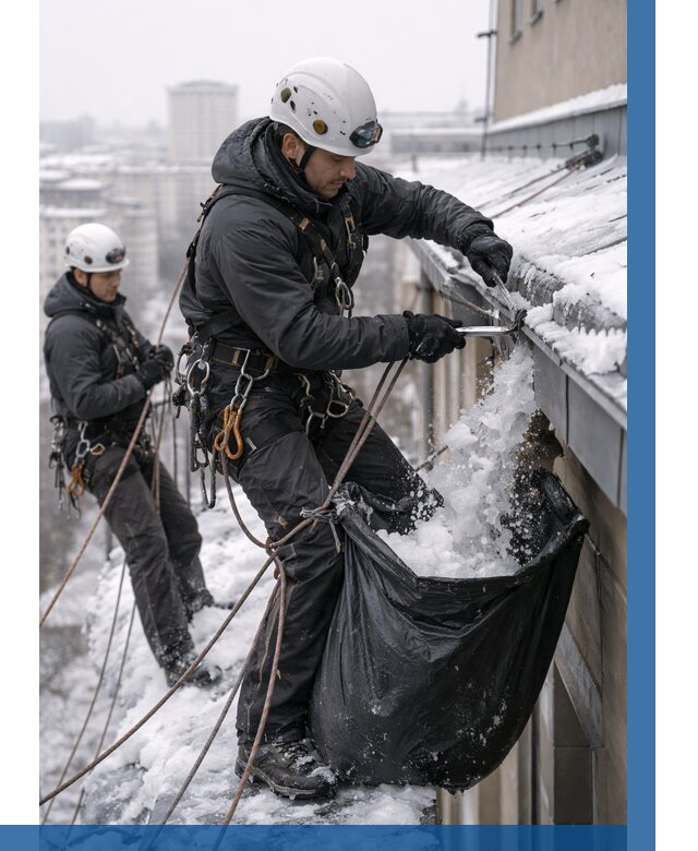 Аварийная очистка крыши в Ярославле под ключ от 308 р. | ВЫСОТНИК-Рсл