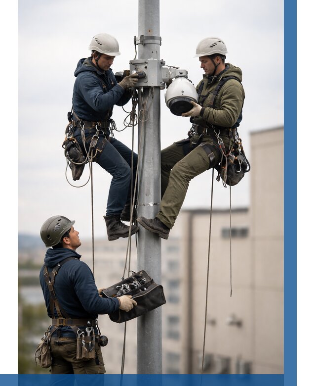 Установка видеокамер на мачте в Ярославле от 8728 р. | ВЫСОТНИК-Рсл