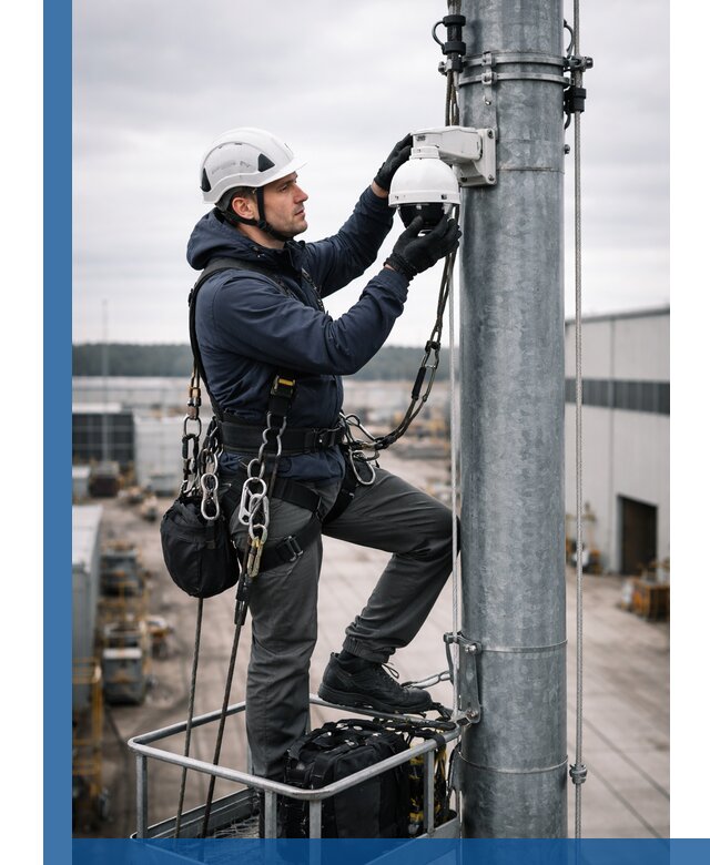 Профессиональная установка видеокамер на мачте в Ярославле