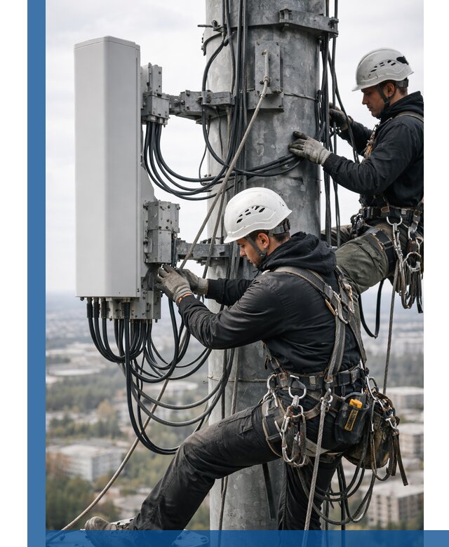 Монтаж оборудования связи на мачте в Ярославле с пусконаладкой