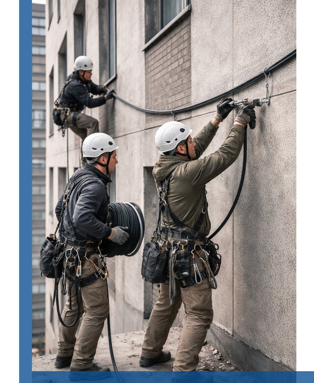 Прокладка кабеля по фасаду в Ярославле, профессиональный монтаж