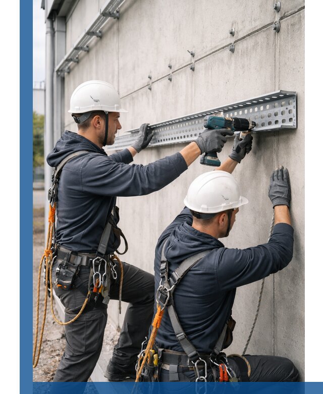 Монтаж кабельных лотков на фасаде зданий в Ярославле с гарантией