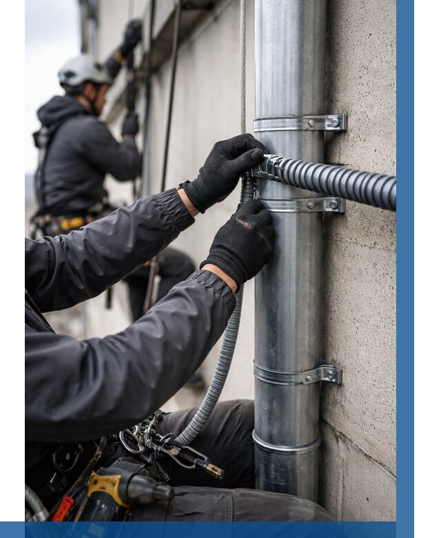 Монтаж гофры для кабеля в Ярославле от 308 р. | ВЫСОТНИК-Рсл