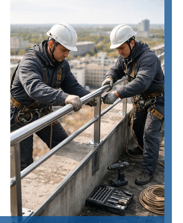 Монтаж перил на высоте в Ярославле от 2567 р. | ВЫСОТНИК-Рсл