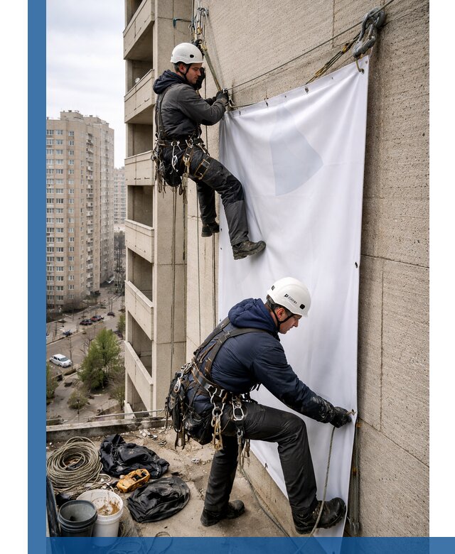 Профессиональный монтаж баннеров на фасаде в Ярославле