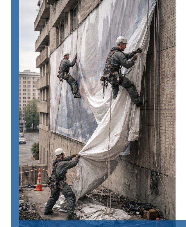 Демонтаж баннеров с фасада в Ярославле оперативно и безопасно