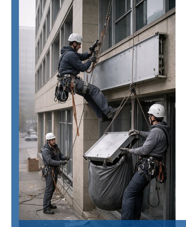 Демонтаж рекламной вывески с высотными работами в Ярославле