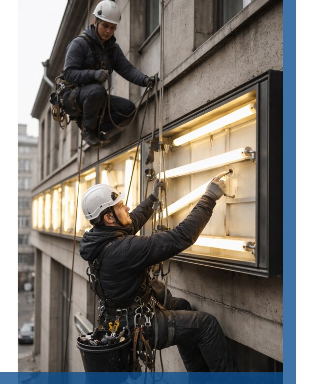 Замена ламп в вывеске в Ярославле под ключ от 3594 р. | ВЫСОТНИК-Рсл
