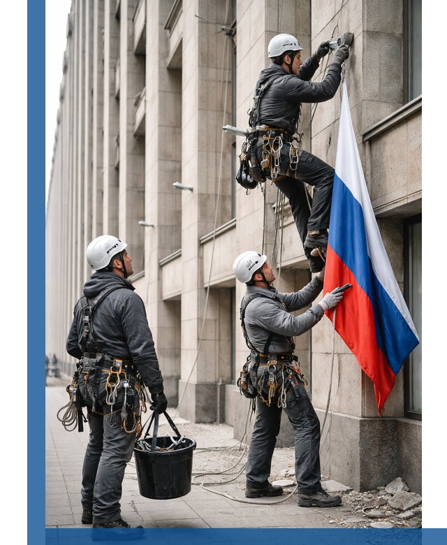 Профессиональная установка флагов на фасаде в Ярославле