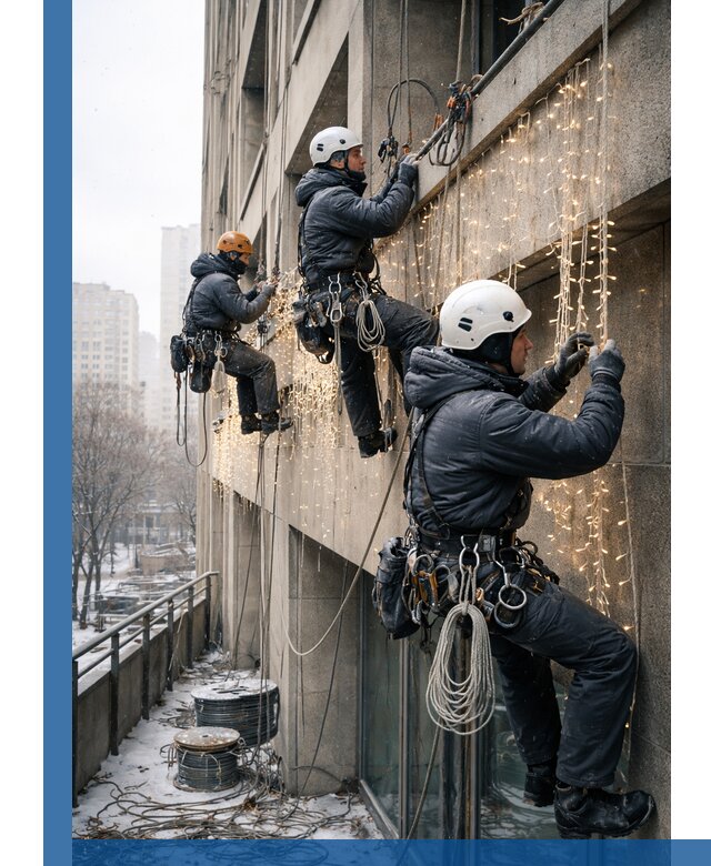 Монтаж новогодней иллюминации и украшение фасадов в Ярославле