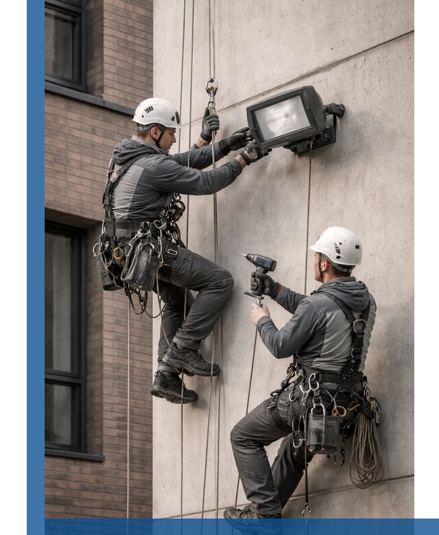 Профессиональный монтаж фасадных прожекторов в Ярославле под ключ