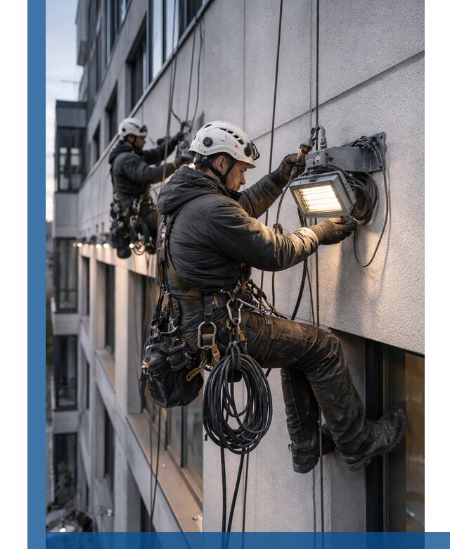 Монтаж фасадного освещения в Ярославле установка и подключение