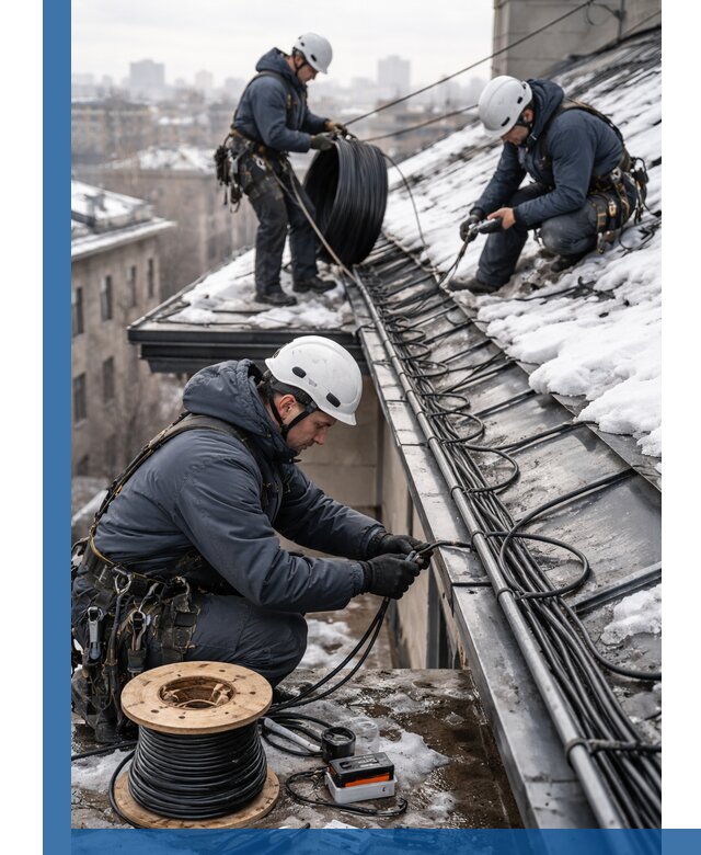 Монтаж греющего кабеля на кровле в Ярославле под ключ