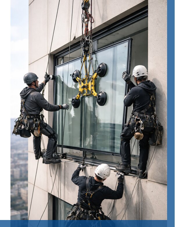 Монтаж стеклопакетов на высоте в Ярославле от 3286 р. | ВЫСОТНИК-Рсл