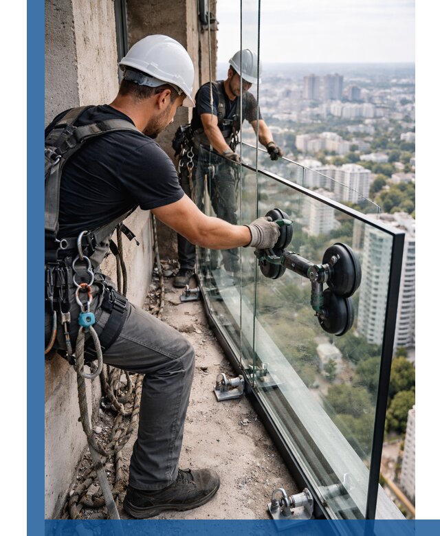 Монтаж стеклянных ограждений под ключ с гарантией в Ярославле