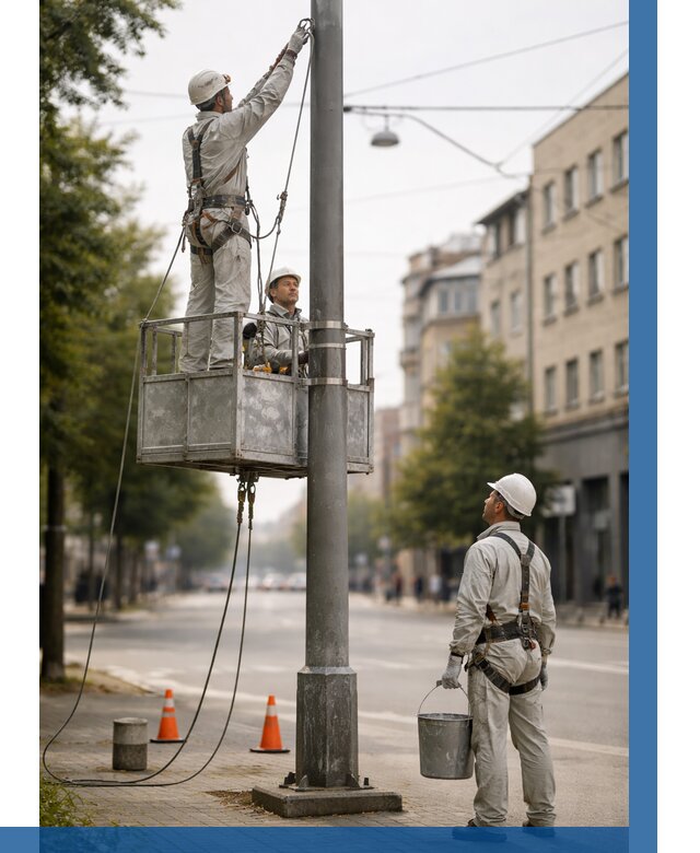 Покраска опор освещения в Ярославле от 5134 р. | ВЫСОТНИК-Рсл