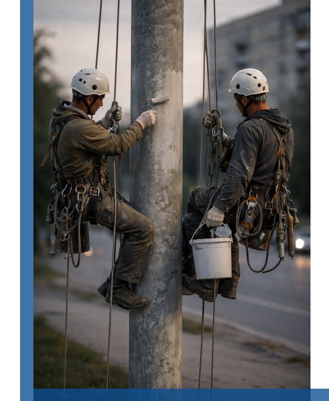 Покраска опор освещения и антикоррозийная защита в Ярославле