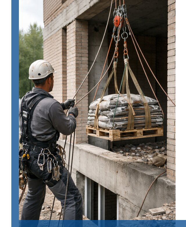 Подъем материалов на этаж веревками в Ярославле оперативно