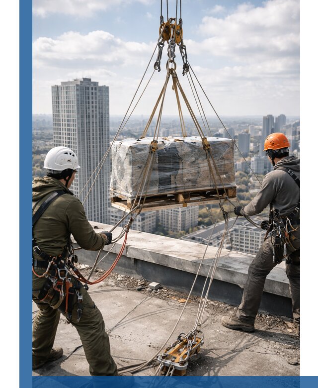 Подъем и монтаж крупногабаритных грузов на крышу в Ярославле