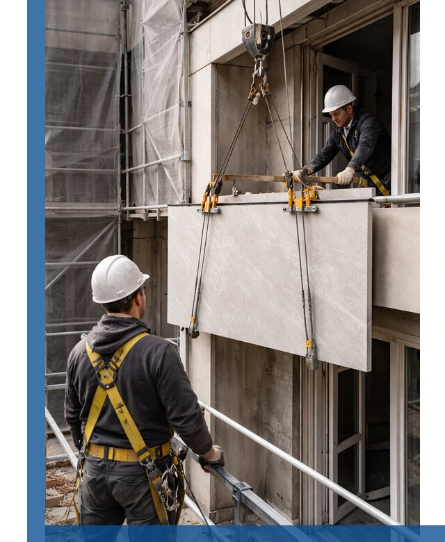 Подъем керамогранита на этаж в Ярославле грузчиками и техникой