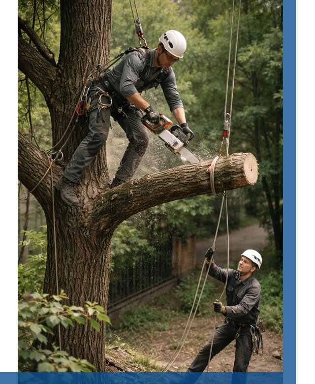 Спил деревьев альпинистами в Ярославле от 8214 р. | ВЫСОТНИК-Рсл