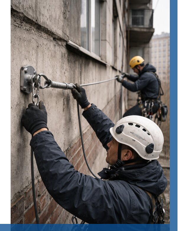Монтаж анкерных линий в Ярославле от 3080 р. | ВЫСОТНИК-Рсл