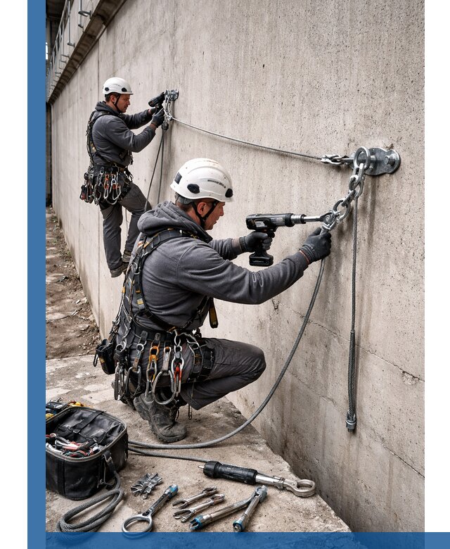 Монтаж анкерных линий высотной безопасности в Ярославле