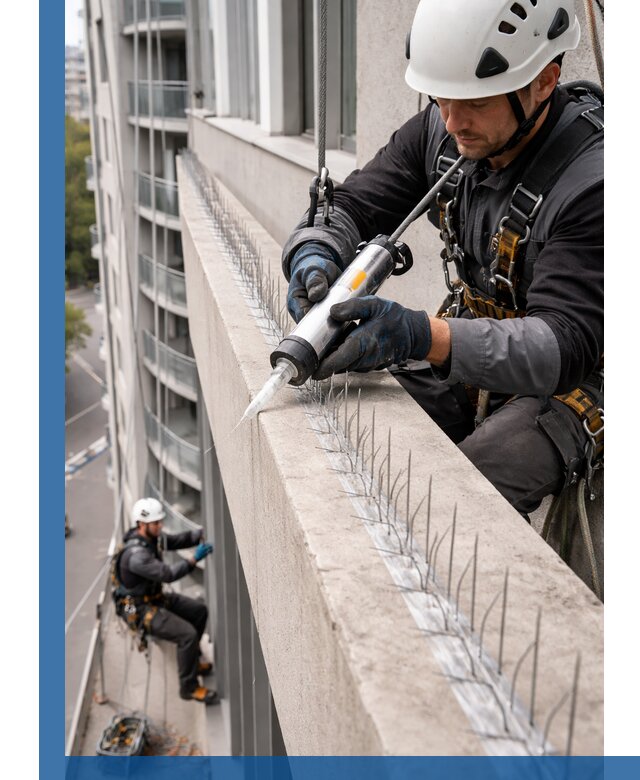 Установка шипов от птиц на фасадах и кровлях в Ярославле